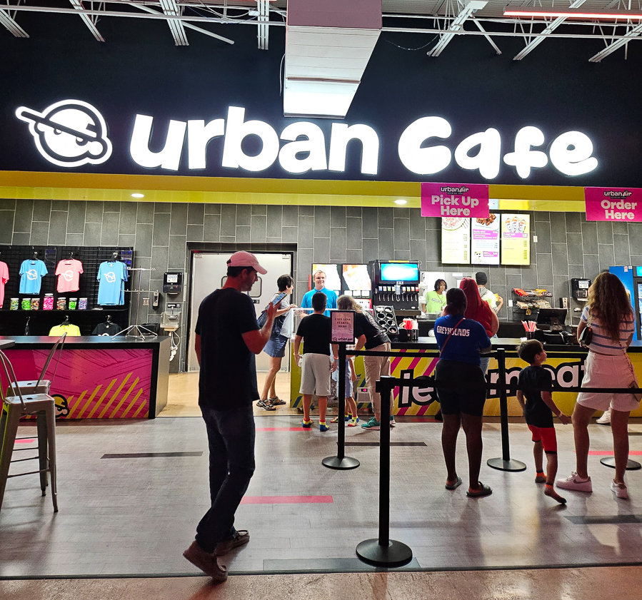 urbane cafe tables and sign